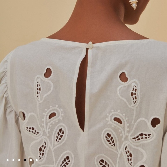 Farm Rio White Richelieu Short Sleeve Blouse - Picture 8 of 10